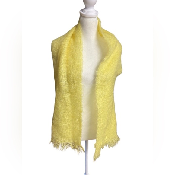 Archie Moore & Son Mohair/Wool Scarf Yellow Made in Scotland Travel Luxury Cozy - Picture 2 of 9